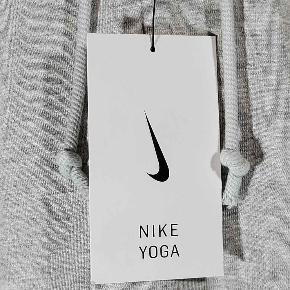 Nike Yoga Women's Dri-Fit Gray Cropped Hoodie‎ Sweatshirt Training XL - Picture 7 of 13